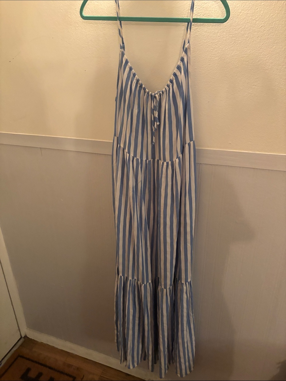 Old Navy Blue and White Striped Maxi Dress